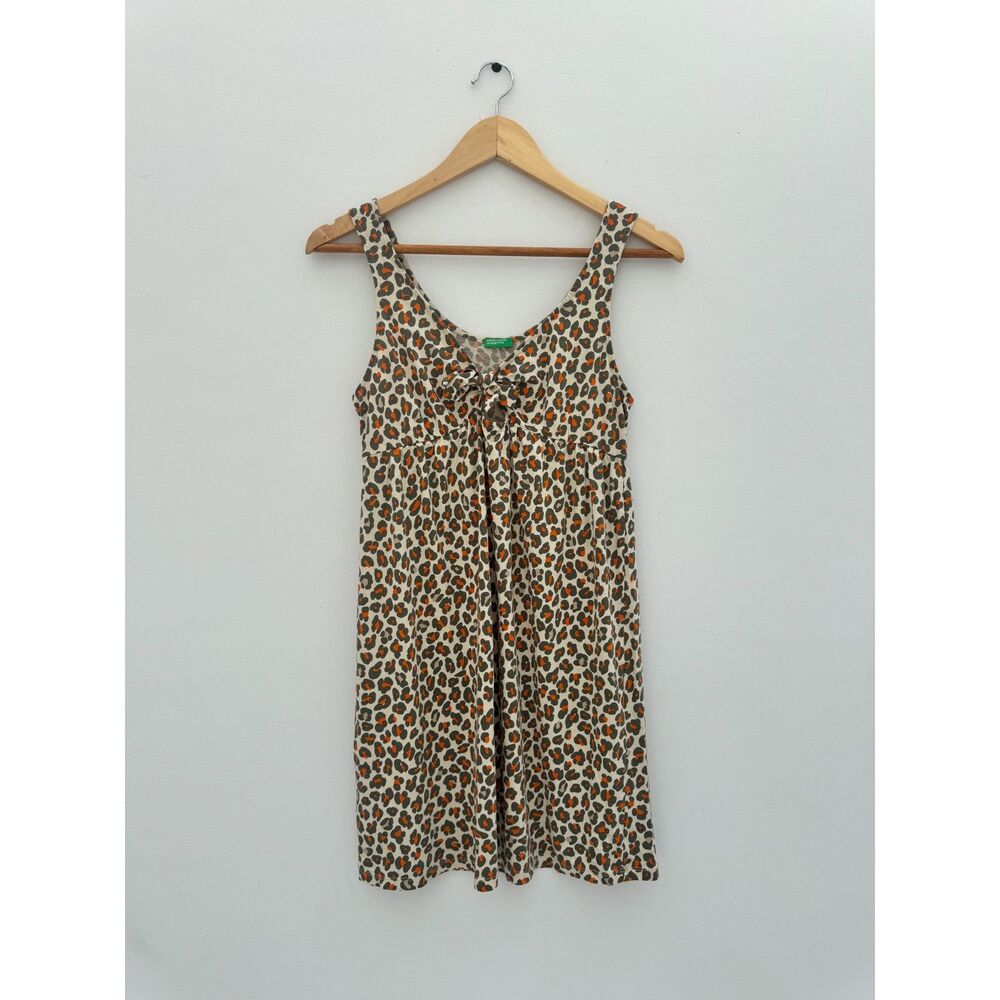 United Colors of Benetton Leopard Print Tie-Front Tank Dress Size Small